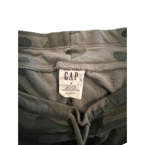 Gap Camo Jogger Pants M - Green & Grey Camo Print Drawstring Waist Elastic Cuffs - Picture 6 of 7